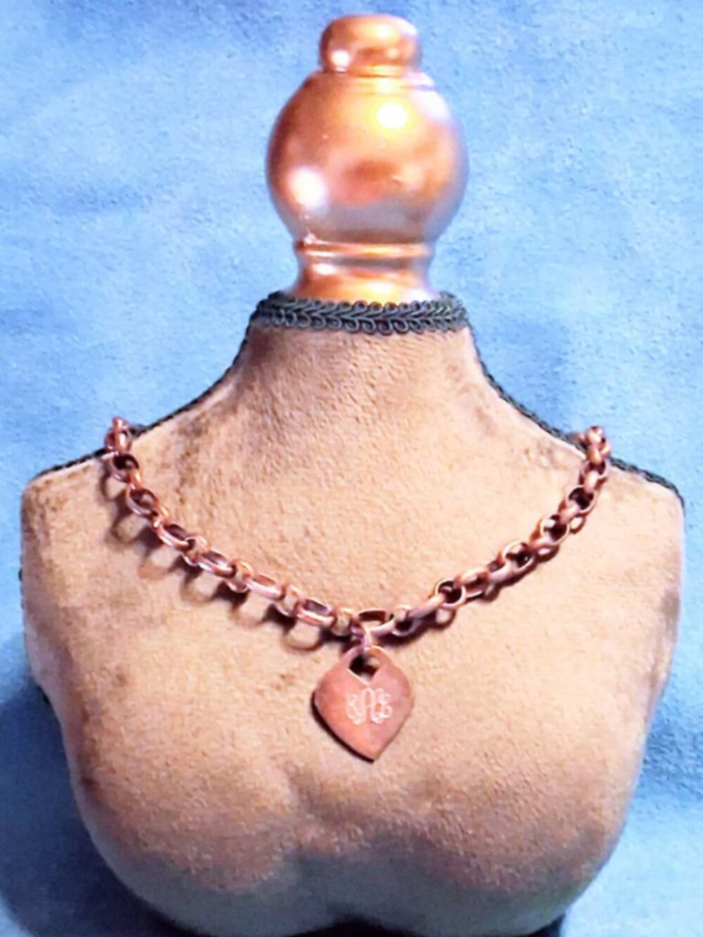 Large Sterling Silver "EAL" Monogramed Heart Toggle Necklace 16.5 Inch/39-grams